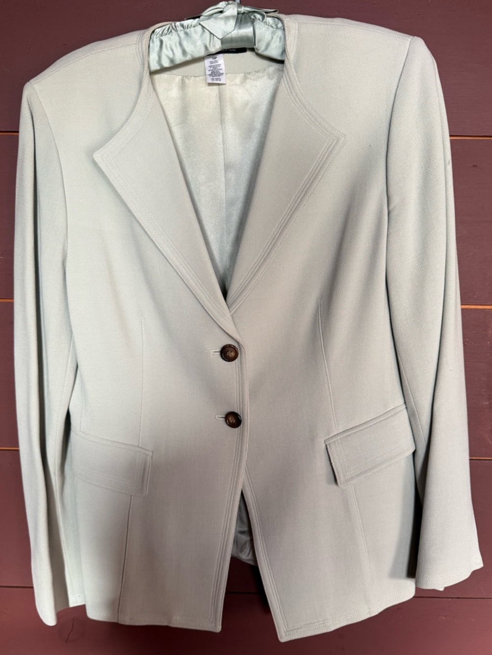 Anne Klein Light Sage Two-Button Tailored Blazer